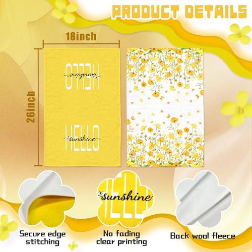 LIOQUN Yellow Flower Hand Towel Set - 2 Pack, 18x26 Inch