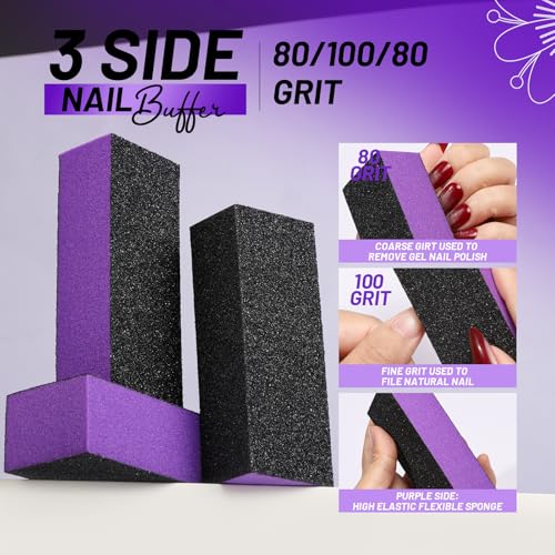 Fandamei Purple Nail Care Kit with Buffers, Files & Cuticle Tools, Manicure & Pedicure Set