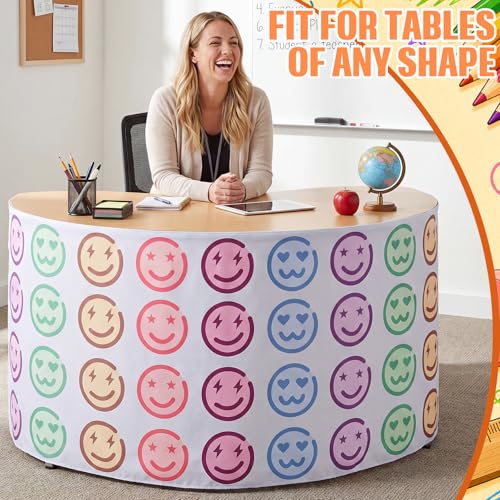 Pastel Smile Teacher Desk Skirt 72" x 30" for Classroom Decor