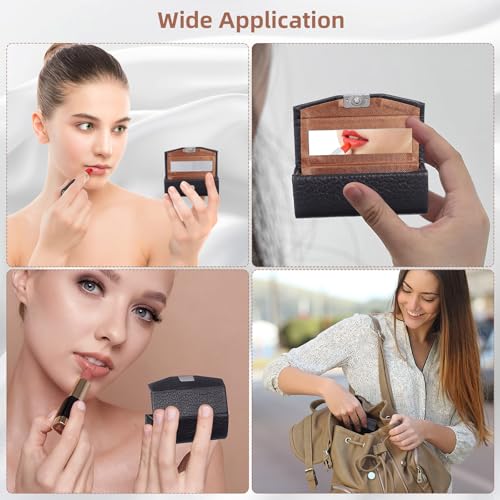 Beavorty Lipstick Case with Mirror - PU Leather Portable Cosmetic Organizer