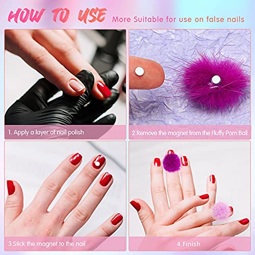 30-Piece Detachable Nail Pom Balls - 15 Colors Fluffy 3D Manicure Charms