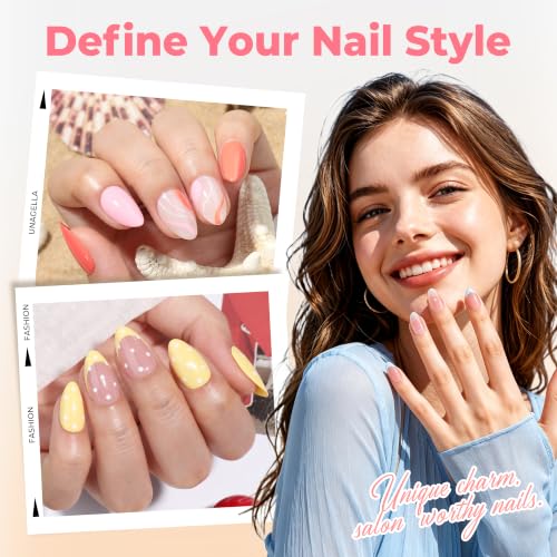 UNA GELLA Short Almond Nail Tips 450PCS - A1-Short Almond Fake Acrylic Nails