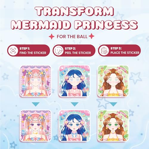 Nail Art Sticker Princess Mermaid - 400+ Fun Creative Dress-Up for Girls Ages 3-10