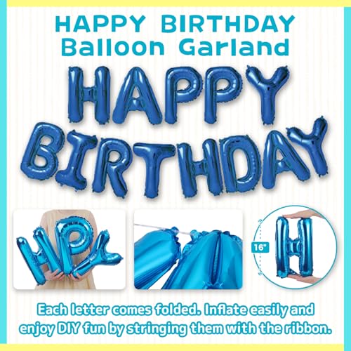 80PCS Blue Birthday Balloon Set with Number 8 & Decorations