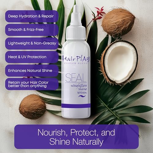 Hair Play Seal Hair Serum for Frizz & Damage - Lightweight Heat Protectant Oil, 2oz
