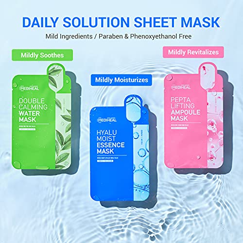 Mediheal Pepta Lifting Ampoule Facial Mask Sheet Pack of 15 - Collagen & Peptide Anti-Aging