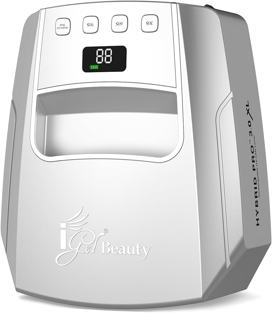 iGel Beauty Hybrid PRO 3.0 XL UV/LED Nail Lamp - Wireless 48W Nail Dryer with Smart Timer & Extra Wide Curing Area | Cordless Design, 9000mAh Battery