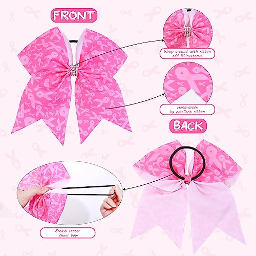 12pcs Deep Pink Breast Cancer Cheer Bows - Awareness Hair Accessories