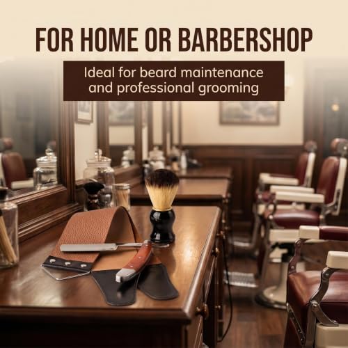 YU&CH Straight Razor Shaving Kit with Leather Strop & Brush