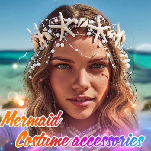 Unicra Mermaid Crown Tiara Headband - Brown Seashell Hair Accessory
