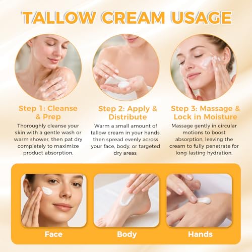 Organic Beef Tallow Balm with Honey & Beeswax - Moisturizer for Skin