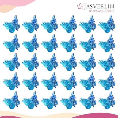 JASVERLIN Ocean Breeze Blue Butterfly Hair Clips, Y2K 90s Hair Accessories, 50 Pcs