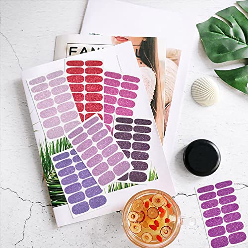 DANNEASY Glitter & Solid Color Nail Wraps - 24 Sheets Self-Adhesive Nail Art Stickers for Manicure, Includes File & Cuticle Stick (Variation 01)
