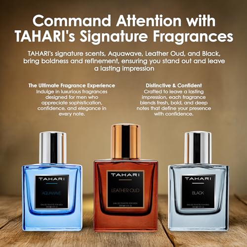 Men's Eau de Toilette Set - Leather Oud, Aquawave & Black 3x30ml by Tahari