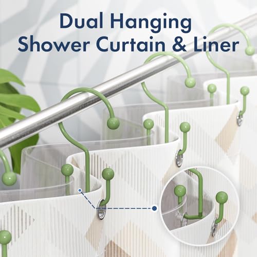 Bathway Rust-Proof Shower Curtain Hooks - Set of 12 Double Hooks