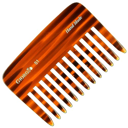 Giorgio G51 Wide Tooth Detangling Comb Tortoiseshell - For Thick Curly Wavy Hair, 1 Pack