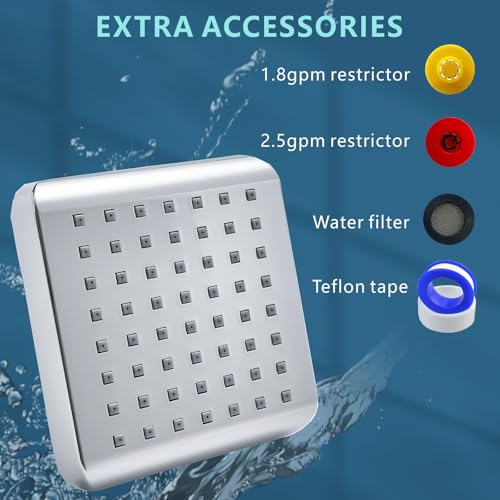Voolan High Pressure Rain Shower Head - 4" Square Chrome