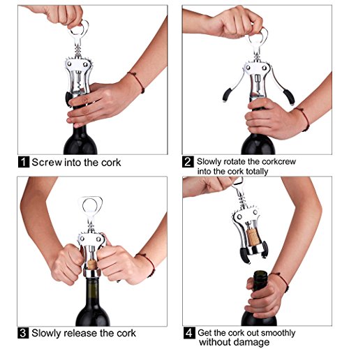 Foho Wing Corkscrew Wine Bottle Opener with Stopper Set