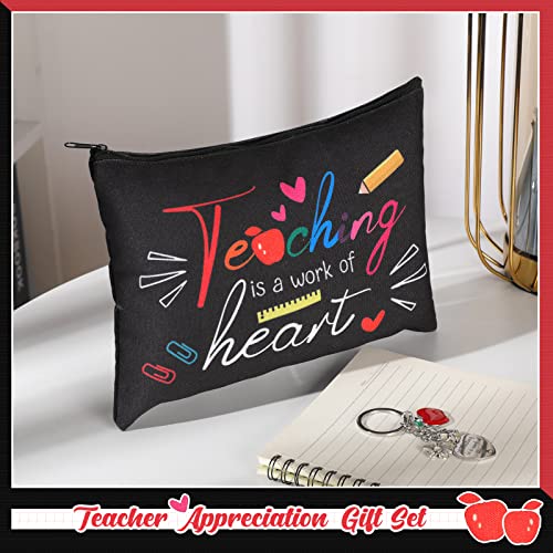 Sureio Black Teacher Gifts Makeup Bags & Keychains Set - Fresh Style