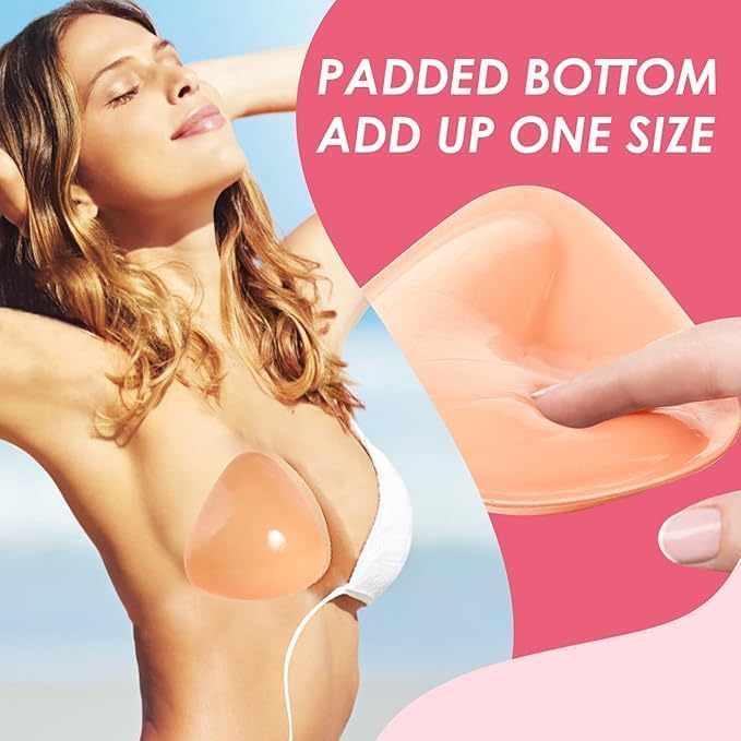Snowy Sticky Bra Inserts - Reusable Waterproof Double-Sided Push-Up Enhancers for Dresses & Bikinis