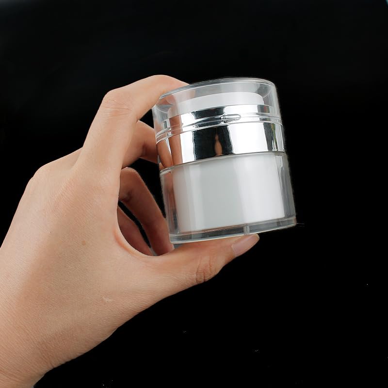 Schuirui 2-Pack Airless Pump Jars 1.7oz Refillable Travel Lotion Dispensers for Skincare, Cream & Moisturizer