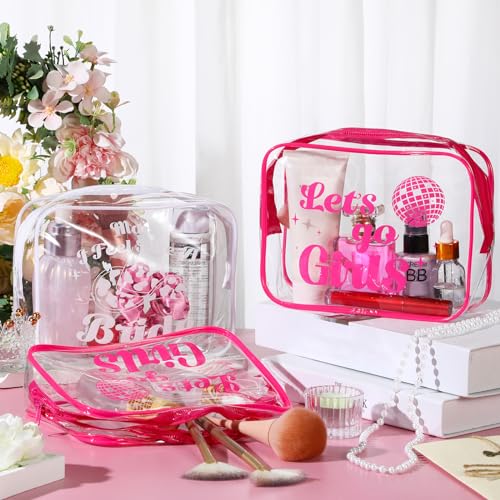 Let's Go Girls Bachelorette Makeup Bags, 9 Pcs Clear PVC Bridesmaid Gifts
