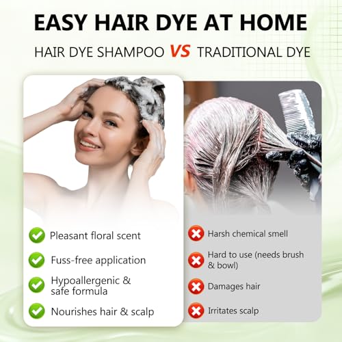 Plantkonw Blonde Hair Color Shampoo - 6-in-1 Ammonia-Free Gray Coverage