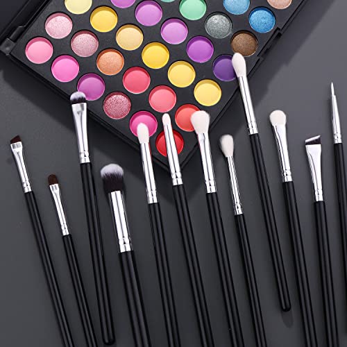 JEZTDKLE 12-Piece Professional Eye Makeup Brush Set with Storage Bag
