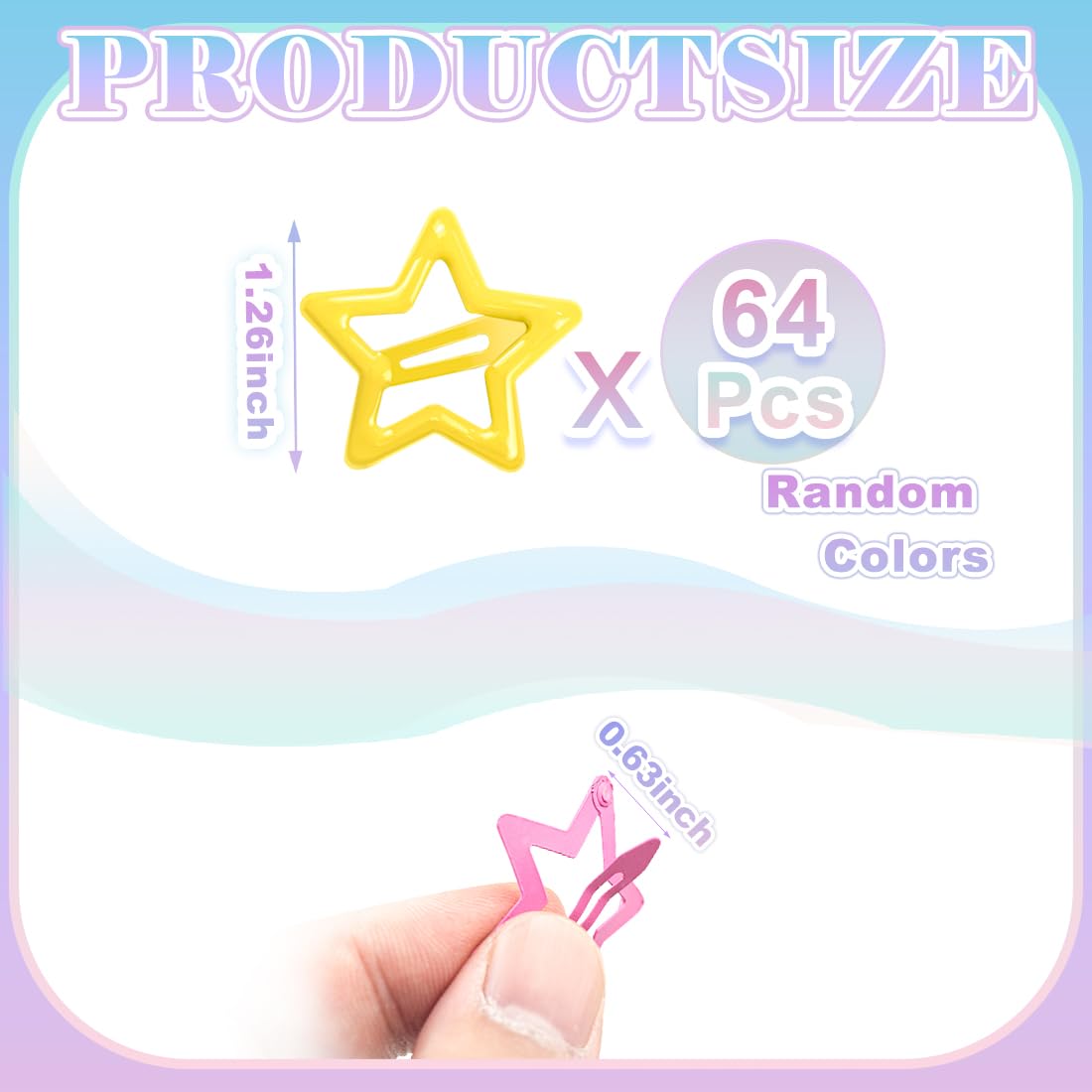 64 Pcs Cute Metal Star Snap Hair Clips for Women & Girls - Strong Hold Small Barrettes for Thin, Fine & Short Hair