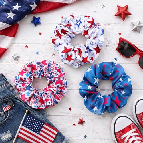 3-Pack Patriotic 4th of July Hair Scrunchies - American Star Design