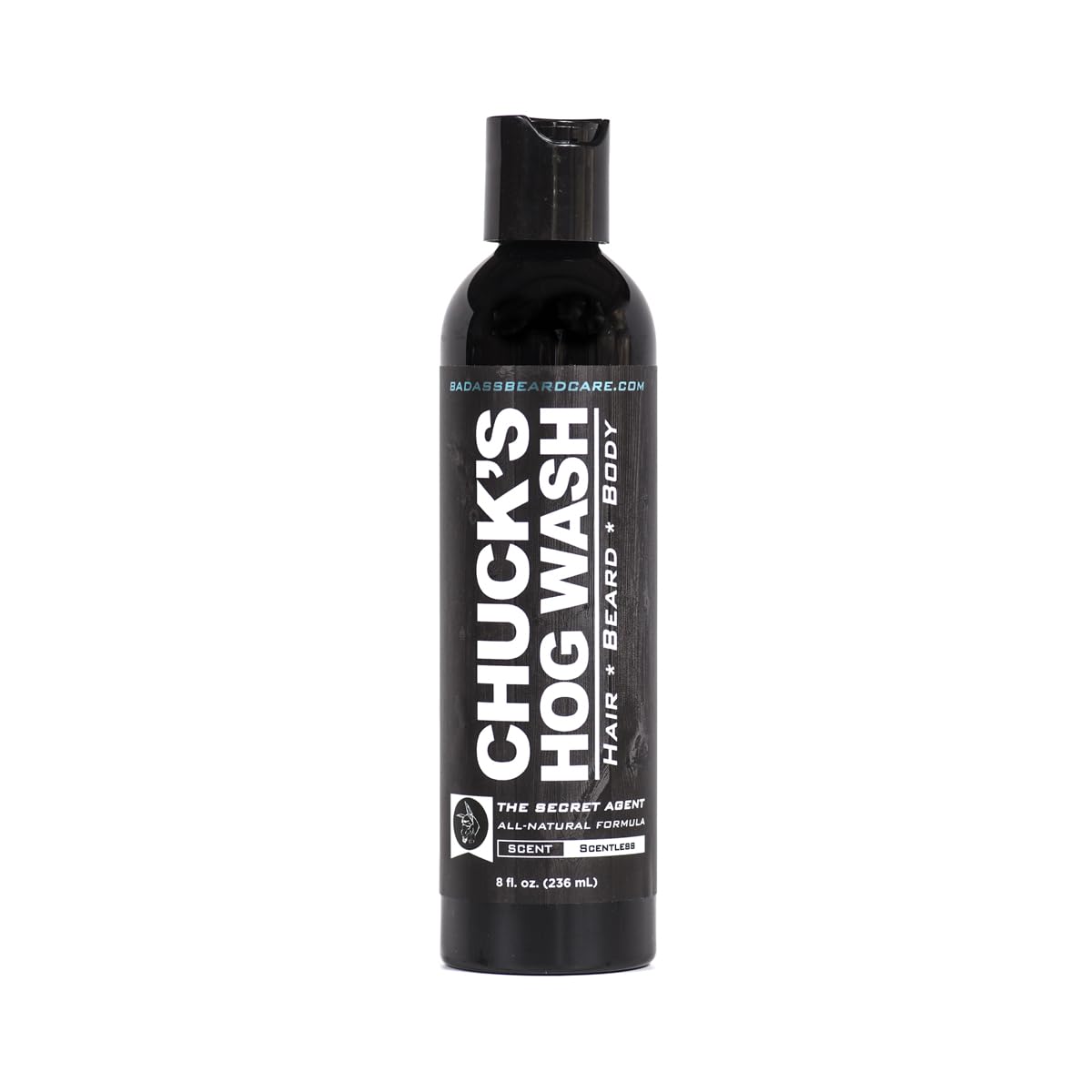 Chuck's Hog Wash - All Natural Beard and Body Wash - The Secret Agent Scent, 8oz - Leaves Your Beard Softer than its Ever Been and is Suitable for Daily Use