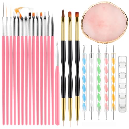 25-Piece Professional Nail Art Tools Set with Palette & Stand