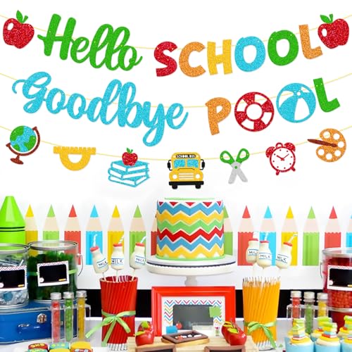 Hello School Goodbye Pool Banner | Back to School Decoration