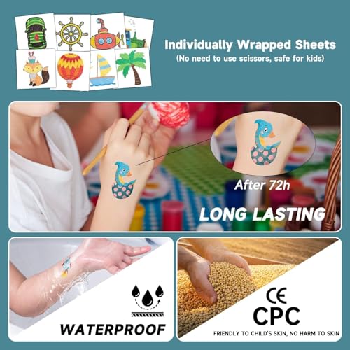 EMOME Glitter Tattoos for Kids - 204 Sheets, Waterproof & Safe Party Favors