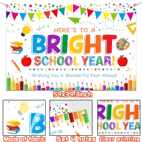 Bright School Year Backdrop - 71x43 Inch Welcome Banner for Kids