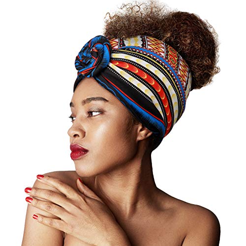 6 Pcs African Boho Headbands for Women, Stretchy Non-Slip Turban Hair Wraps