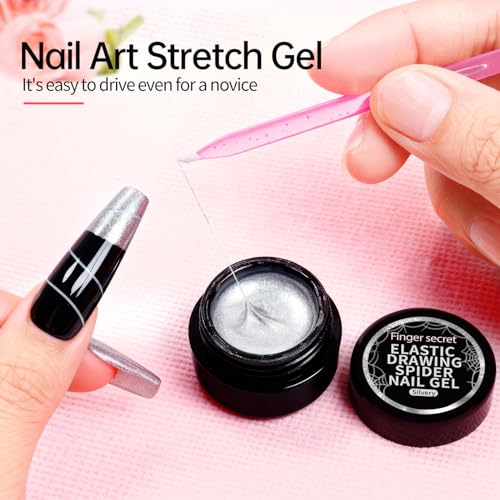 Finger Secret Elastic Spider Nail Gel with Brush - White Nail Art Painting