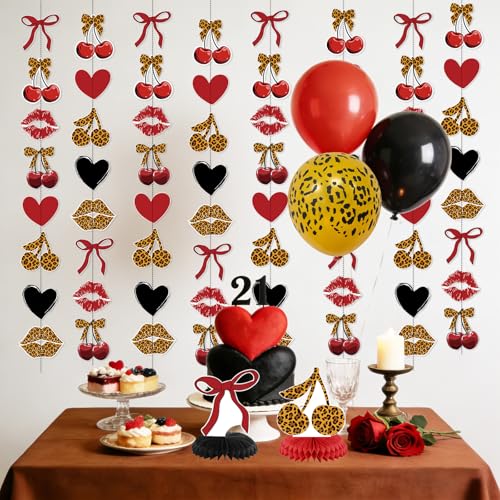 Cheetah Cherry Birthday Party Decorations - 8PCS Hanging Banner Set