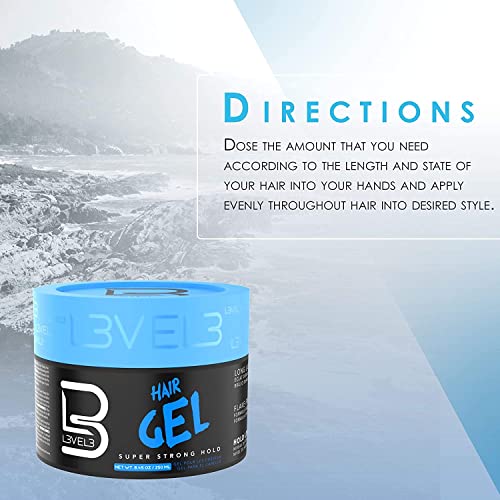 L3 Super Strong Hold Hair Gel Small with Powder - Flake Free & Long Lasting Shine