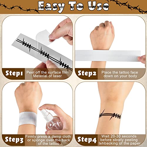 20 Barbed Wire Temporary Tattoos - Removable Body Art for All Ages