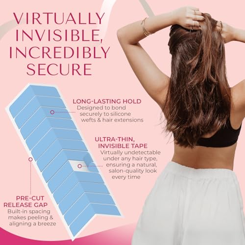 Lumoria Hair Extension Tape - Pre-Cut Invisible Adhesive Strips for Tape-In Extensions, 144 Tabs