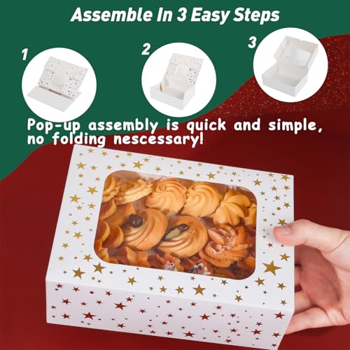 12 Pack Cookie Boxes with Window - Gold Star Dessert Packaging