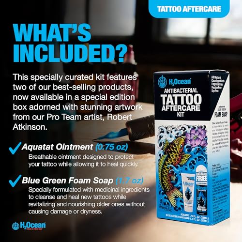 H2Ocean Antibacterial Tattoo Aftercare Kit - Foam Soap & Healing Ointment