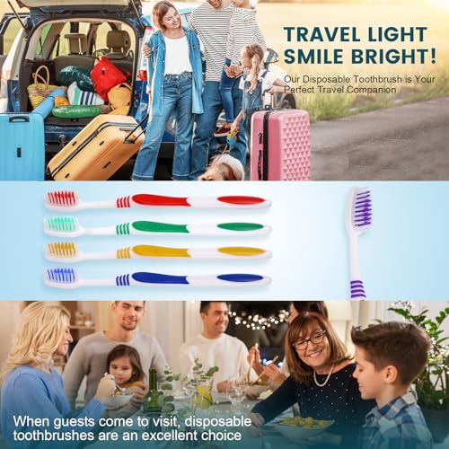 Navona 100 Pack Disposable Toothbrushes Individually Wrapped Soft Bristle, Travel & Household Use
