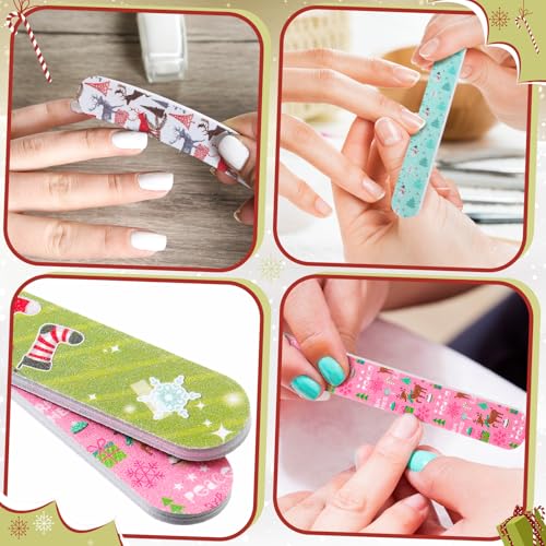45 Pack Christmas Nail Files, Double-Sided Emery Boards for Party Favors