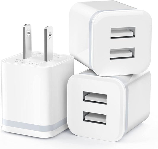 USB Wall Charger, LUOATIP 3-Pack 2.1A 5V Dual Port Cube Power Adapter Plug Block Charging Box Brick for iPhone 14 13 12 11 Pro Max SE XS XR X 8 7 6 6S Plus, Galaxy, LG, Moto, Android Phones
