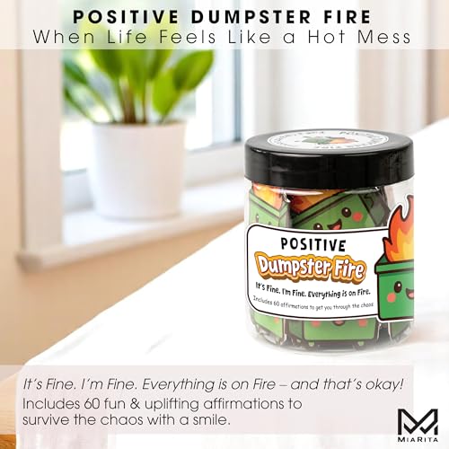Positive Dumpster Fire Affirmation Cards - 60 Hilarious Support Cards in Jar