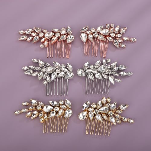 Teyglen Gold Rhinestone Wedding Hair Comb – Bridal Hair Accessory