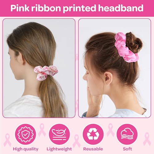 Breast Cancer Awareness Scrunchies - Pack of 40 Pink Hair Ties for Support & Style