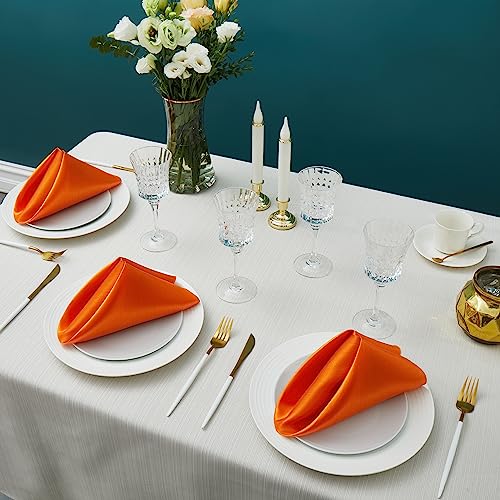 Orange Satin Dinner Napkins - 17x17 Inches, 16 Pack for Weddings & Parties